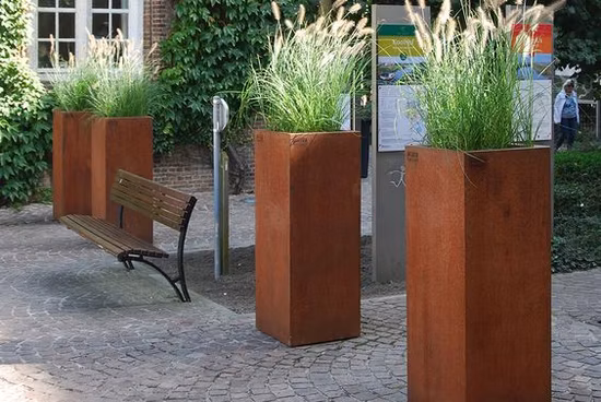 Macetero de fibra de vidrio de acero corten