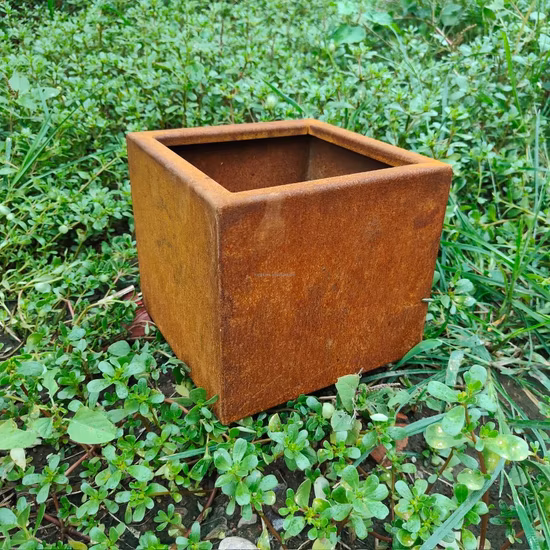 Macetas redondas para flores, árbol de acero corten, macetas grandes