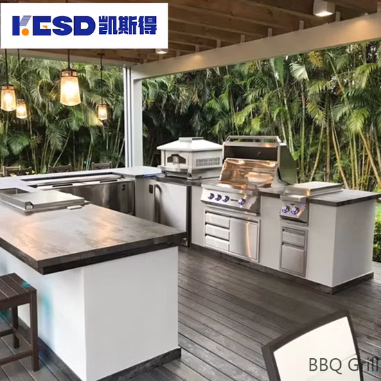 Isla de cocina con barbacoa integrada al aire libre de lujo con 304ss